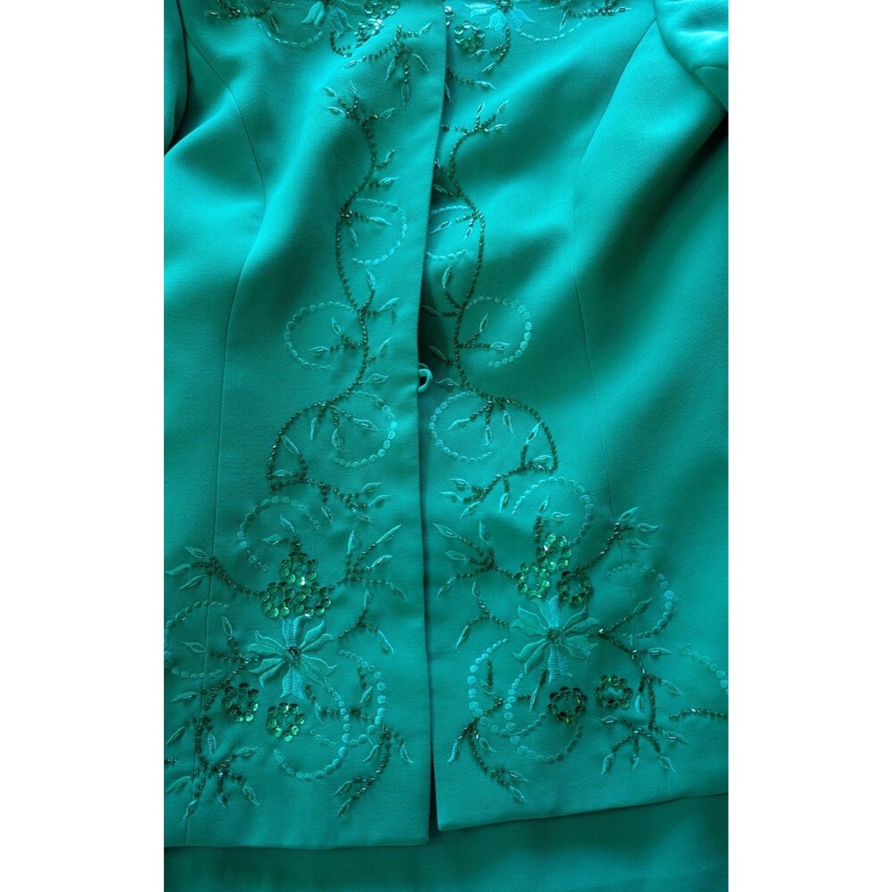 Maxie Klein Vintage 90s Emerald Green Sequin 3pc Skirt & Tank Suit Set Size 14 - Picture 8 of 11